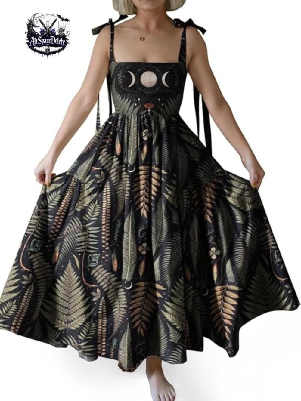Maxi Sundress with Adjustable Straps, High Waist, Square Neck, Sleeveless,